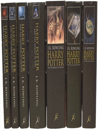 Harry Potter Series, Complete UK Adult hardback set. Being: The Philosopher's Stone; The Chamber of Secrets; The Prisoner of Azkaban; The Goblet of Fire; The Order of The Phoenix; The Half-Blood Prince; The Deathly Hallows.