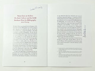 The 18th ILAB Breslauer Prize for Bibliography. With a Foreword by Fabrizio Govi.
